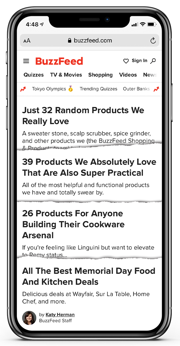360 Cookware Buzzfeed Mashup on iPhone